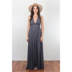 Crochet lace triangle halter maxi dress